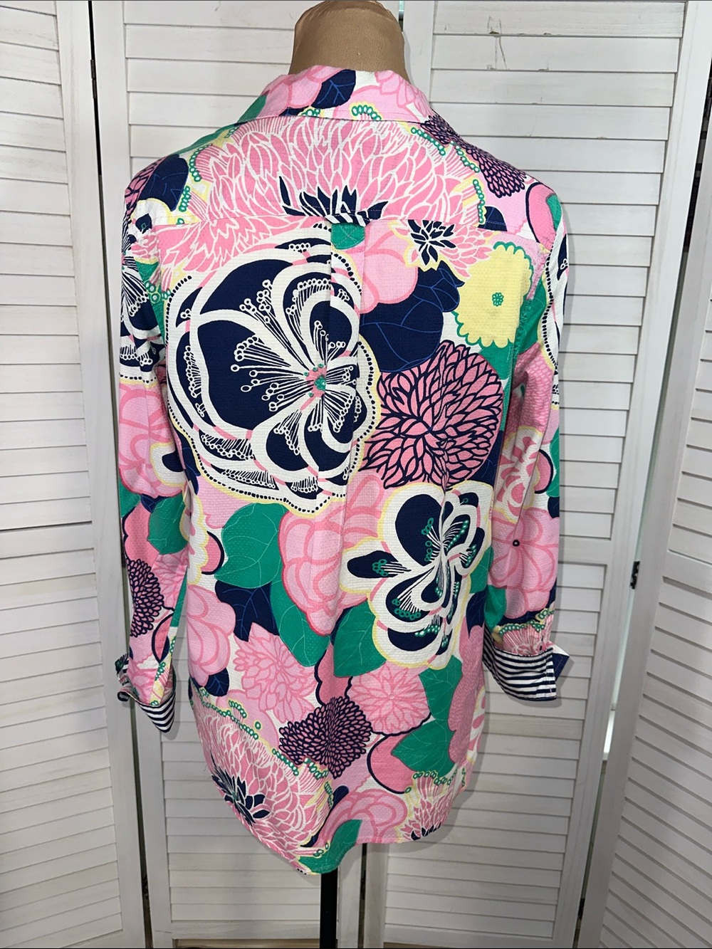Talbots Floral Cotton Popover Long Sleeve Top Tunic Size Medium - Picture 9 of 14